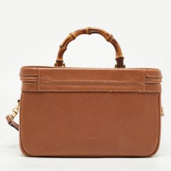Gucci Brown Leather Vintage Vanity Top Handle Bag