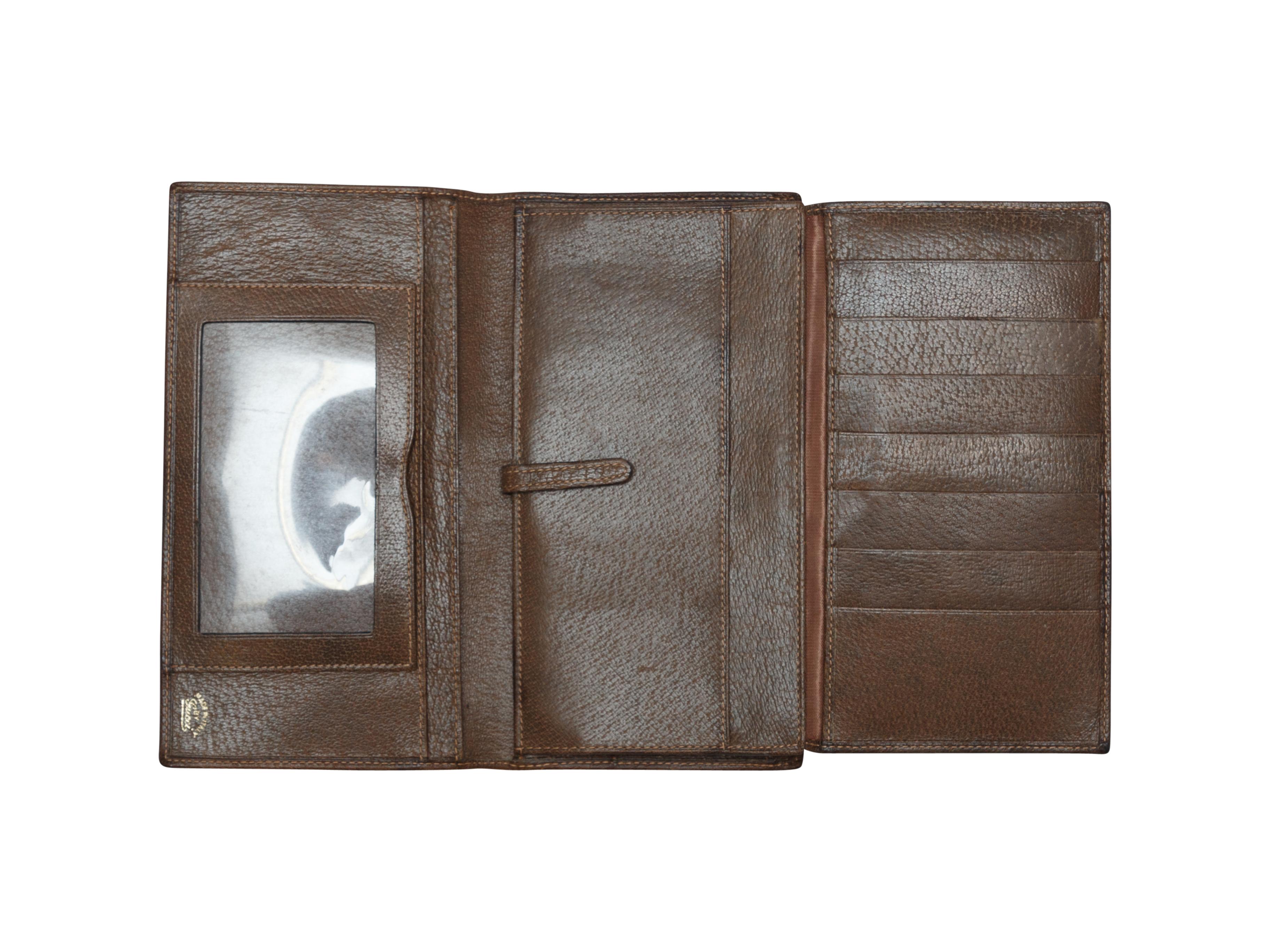 Gucci Brown Leather Web-Accented Wallet In Good Condition In New York, NY