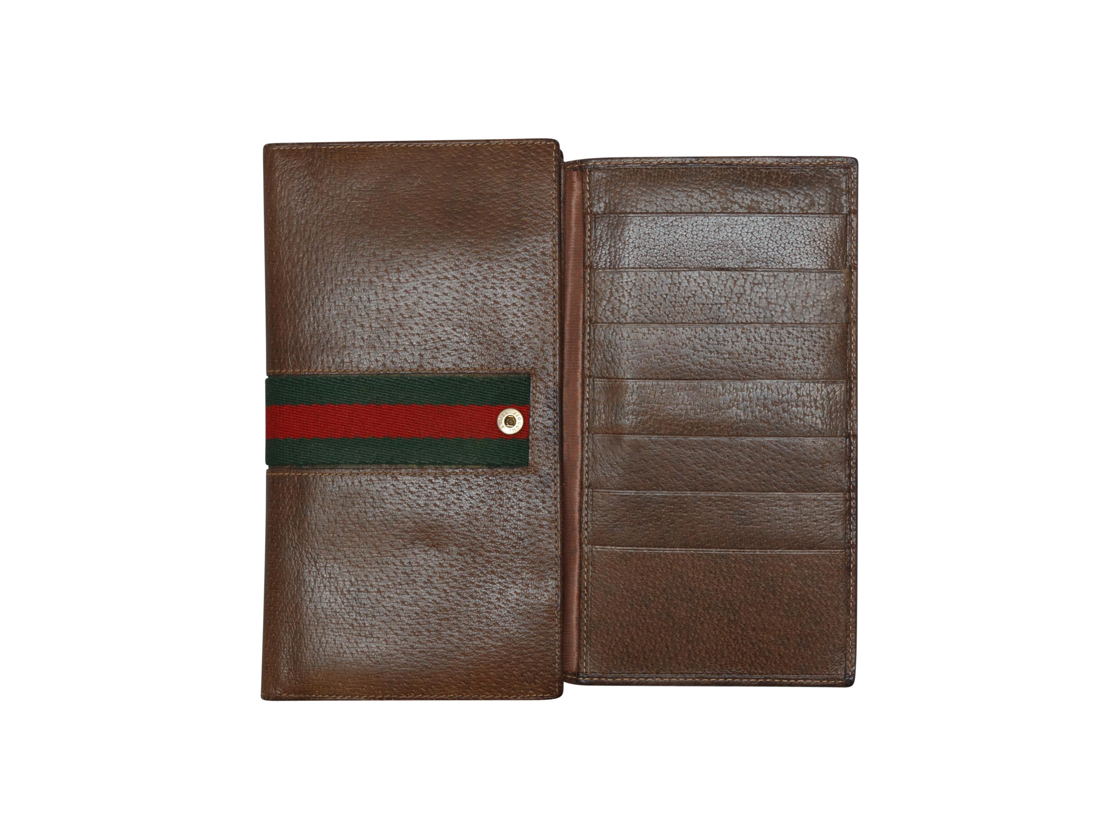 Women's Gucci Brown Leather Web-Accented Wallet