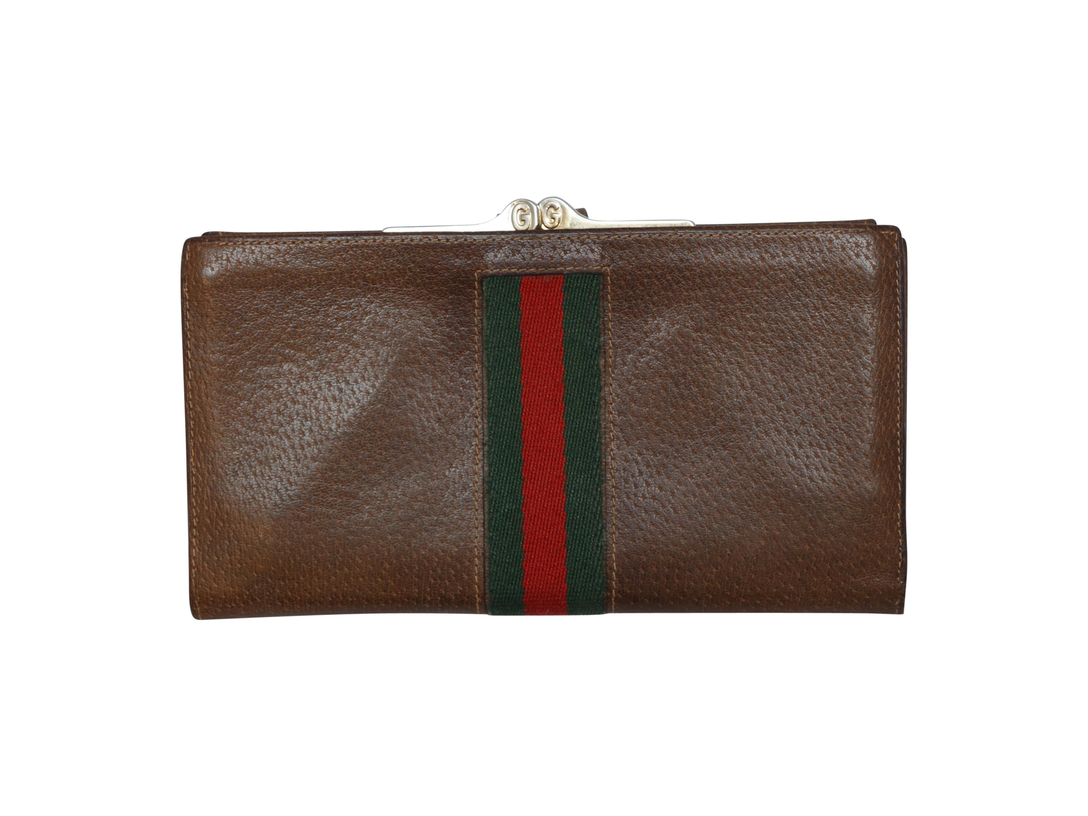 Gucci Brown Leather Web-Accented Wallet 2
