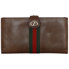 Gucci Brown Leather Web-Accented Wallet