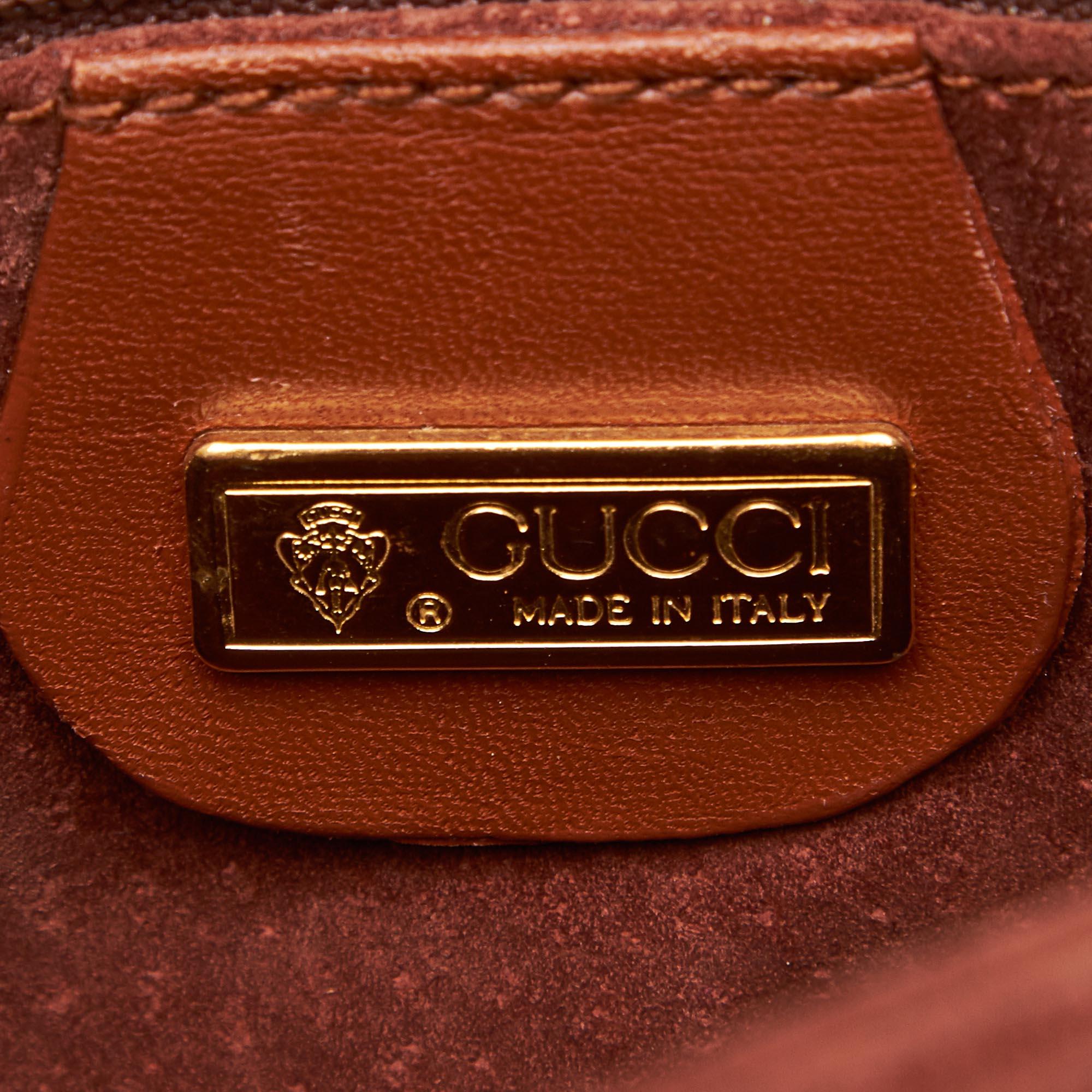 Gucci Brown Leather Web Crossbody Bag 2