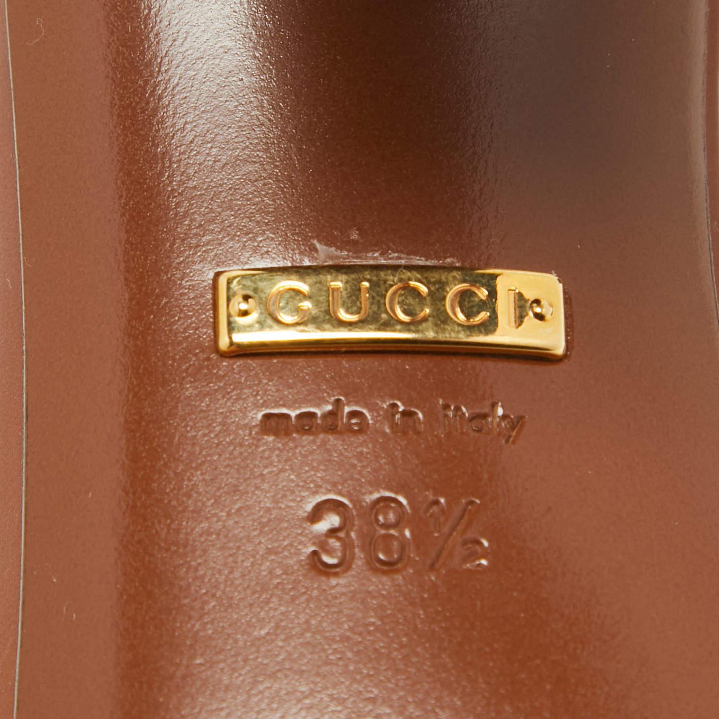 Gucci Brown Leather Web Horsebit Ankle Strap Sandals Size 38.5 3