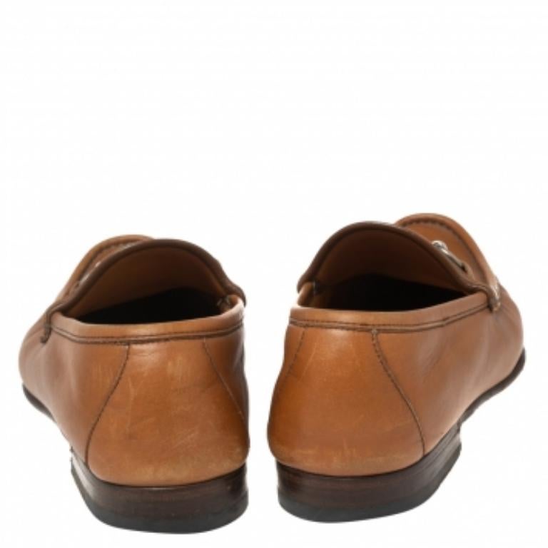 Gucci Mocassins en cuir marron à mors en toile Taille 41.5 Pour hommes en vente