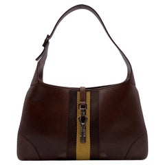 Gucci Brown Leather Web Jackie Hobo Bag Shoulder Bag Tote