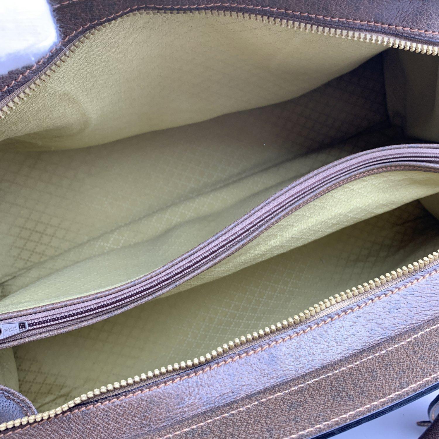 Women's Gucci Brown Leather Weekender Travel Duffle Duffel Bag