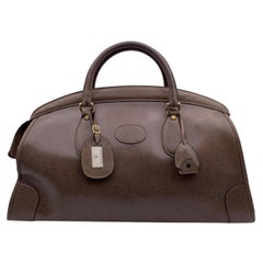 Vintage Gucci Brown Leather Weekender Travel Duffle Duffel Bag