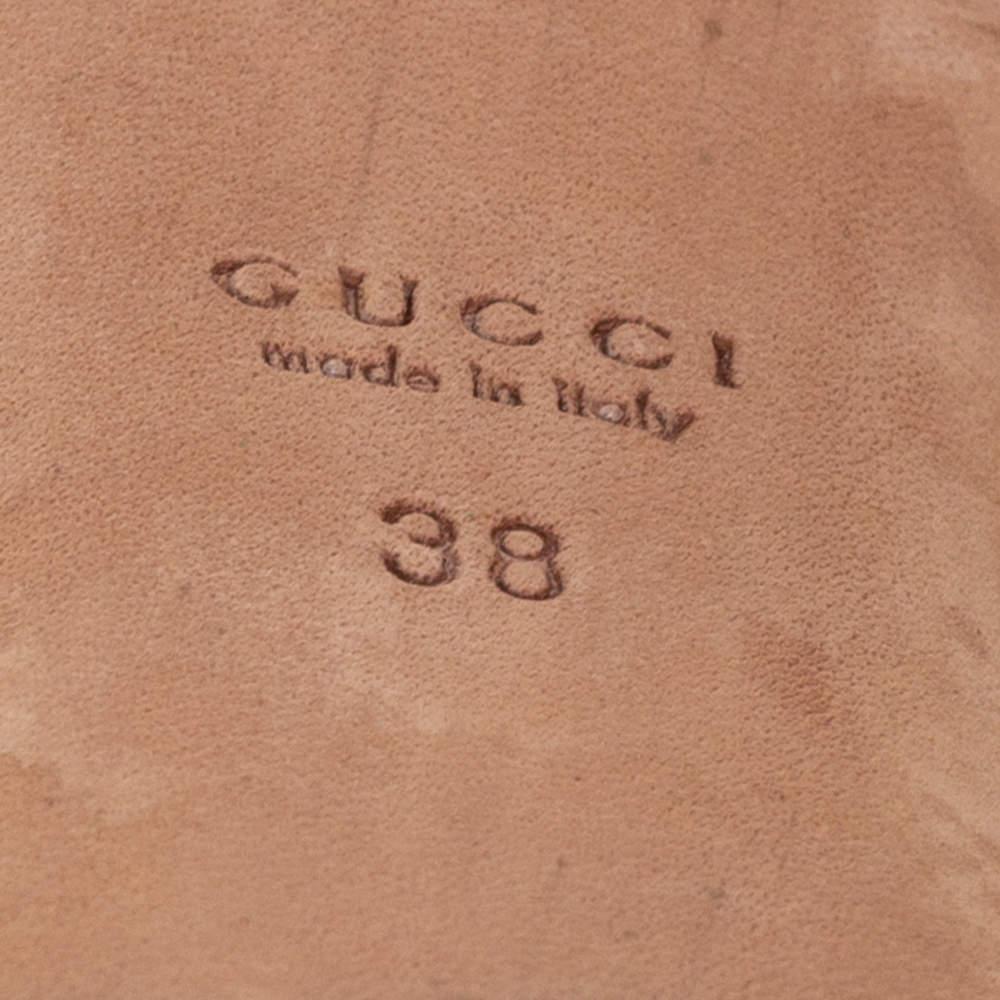 Gucci Chaussures à plateforme en cuir Brown Whipstitch Peep-Toe Taille 38 en vente 3