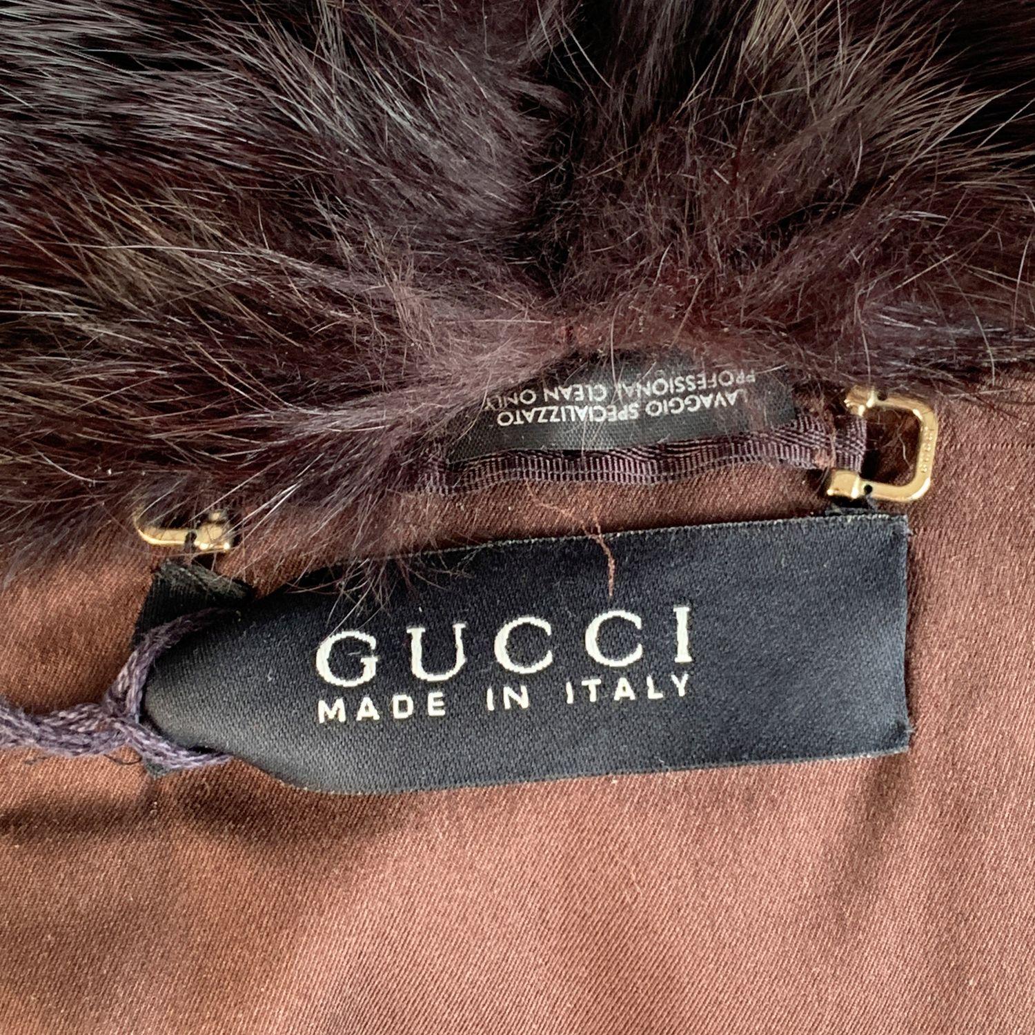 - Gucci Biker Style Jacket
- Brown leather
- Removable fur collar
- Front zip closure on the front
- Long sleeve styling with zipped cuffs
- Zip pockets on the front
- Silk lining
- Size: 40 IT. it should correspond to a SMALL size
- Made in