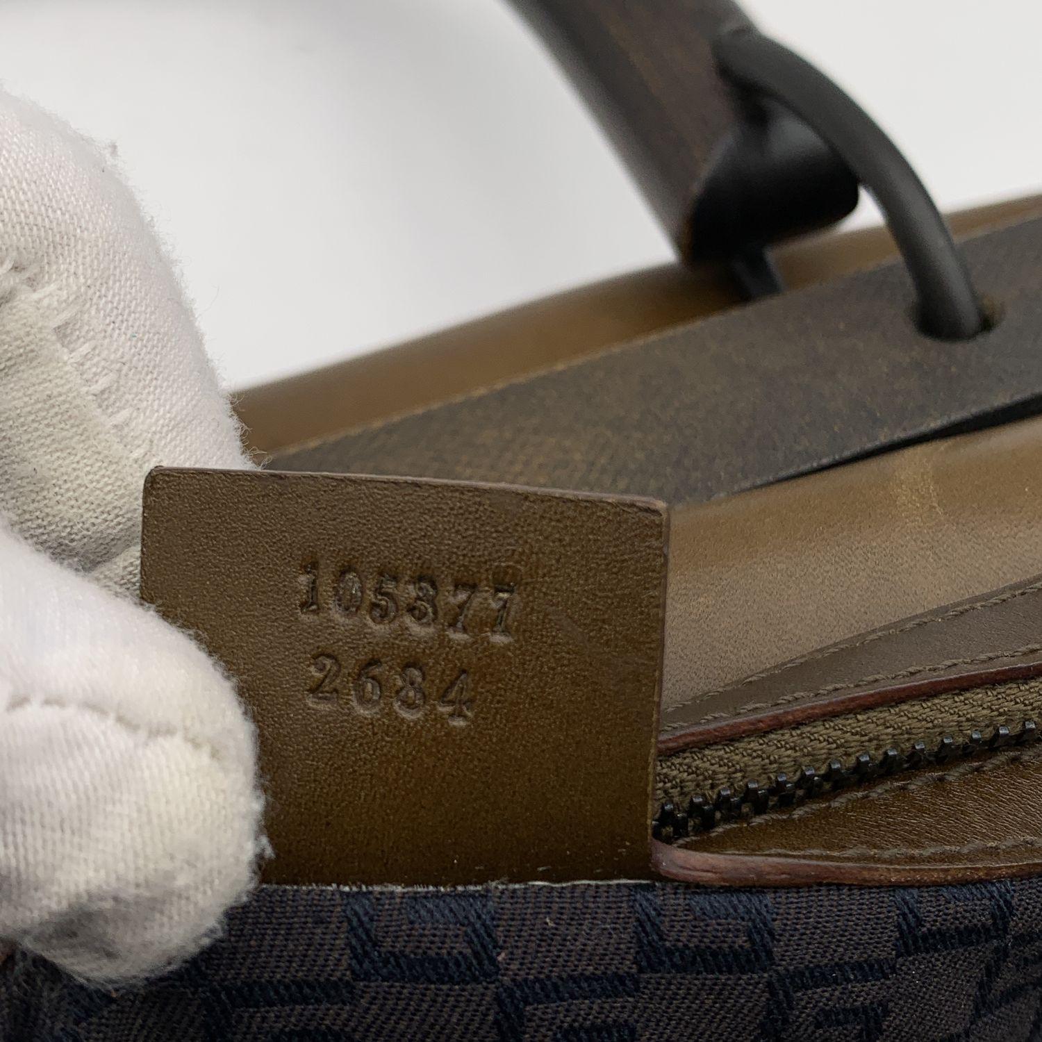 Gucci Brown Leather Wood Handles Bag Handbag Satchel en vente 1