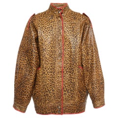 Gucci Brown Leopard Print Leather Jacket M