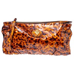 Gucci Braun Leopard Print Lackleder Große Hysteria Clutch