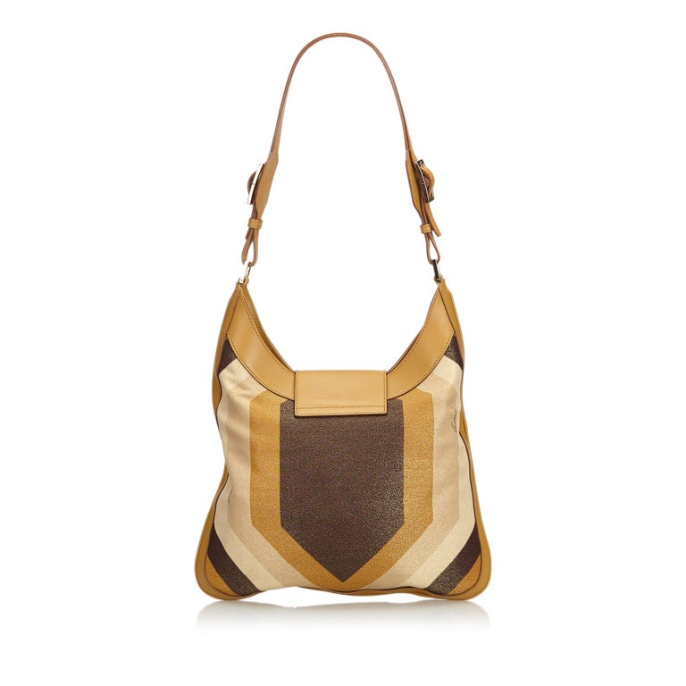 Gucci Brown Light Brown with Multi Fabric Shoulder Bag Italy w/ Dust Bag For Sale at 1stdibs