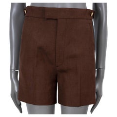 GUCCI brown linen WEB STRIPE Shorts Pants 36 XXS