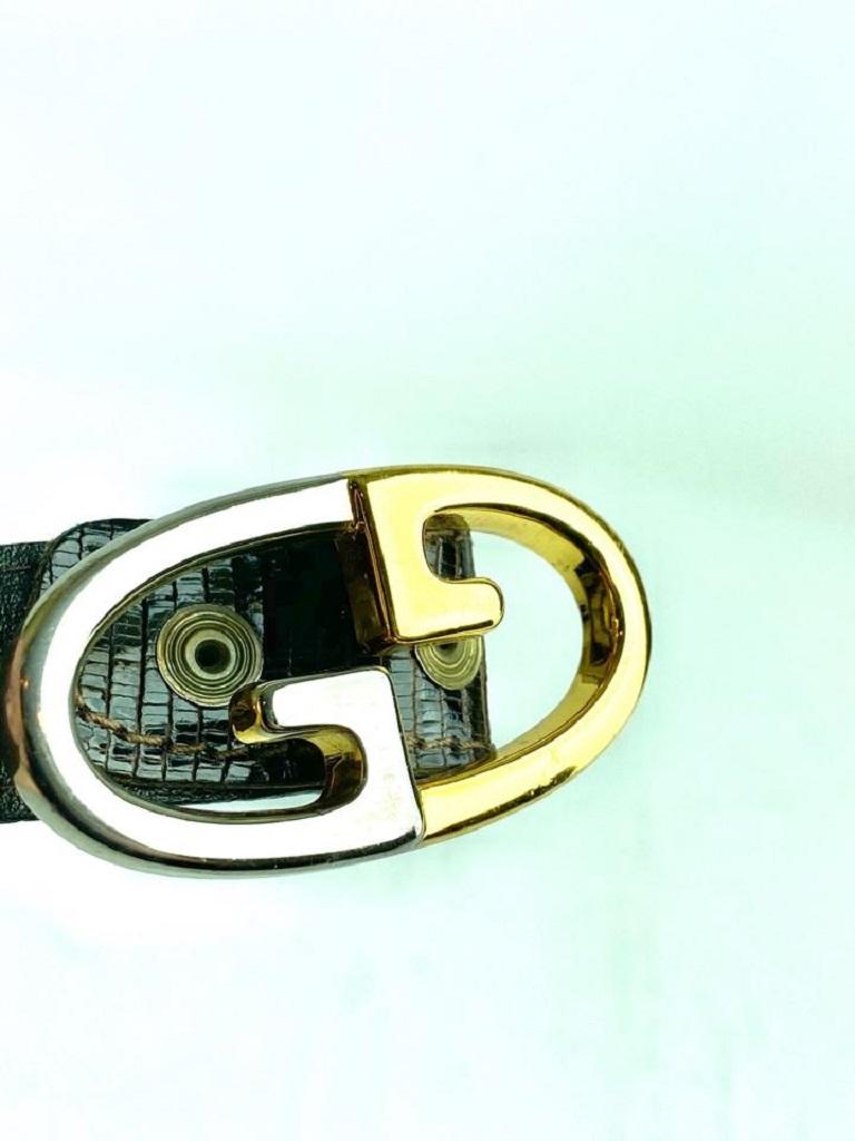 Gucci Brown Lizard Bicolor 7g616 Belt For Sale 2
