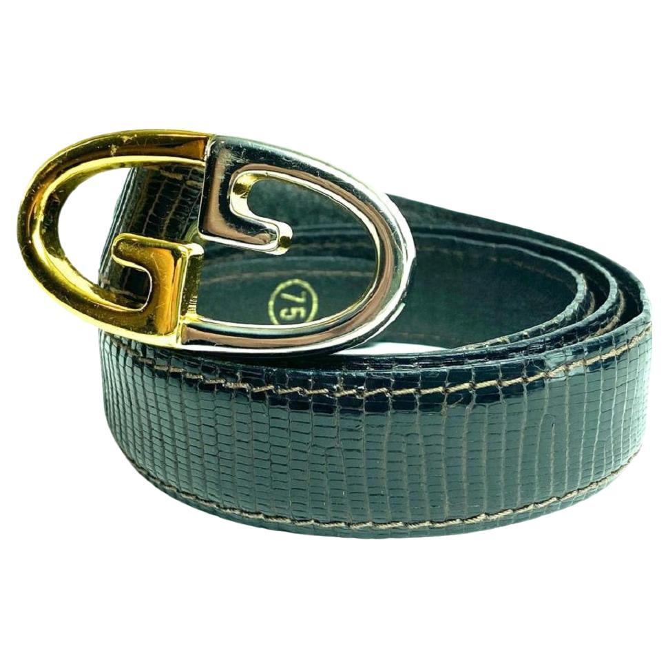 Gucci Brown Lizard Bicolor 7g616 Belt For Sale