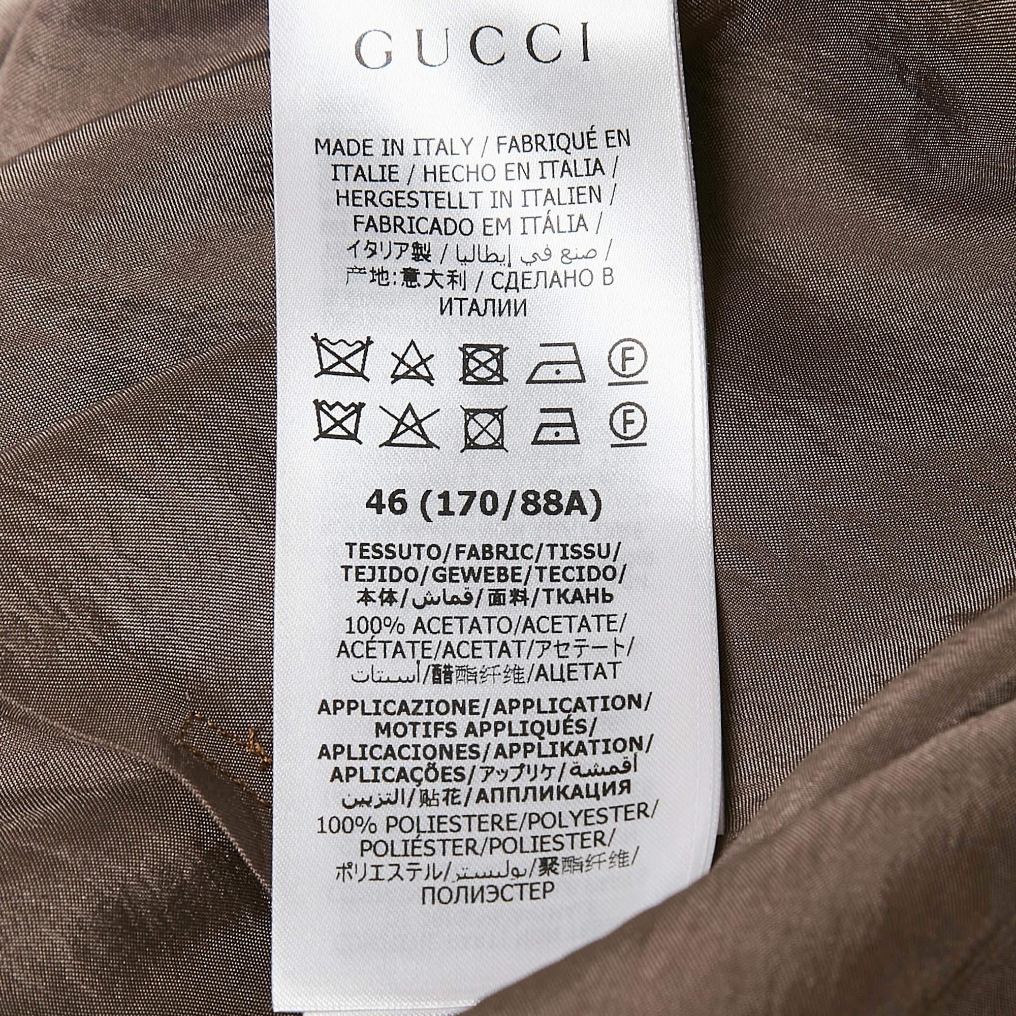 Gucci Brown Logo Applique Satin Hawaii Bowling Shirt S 3