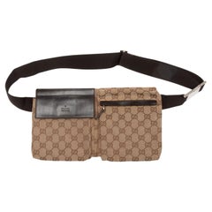 Gucci Brown Logo Canvas & Leather Belt Bag