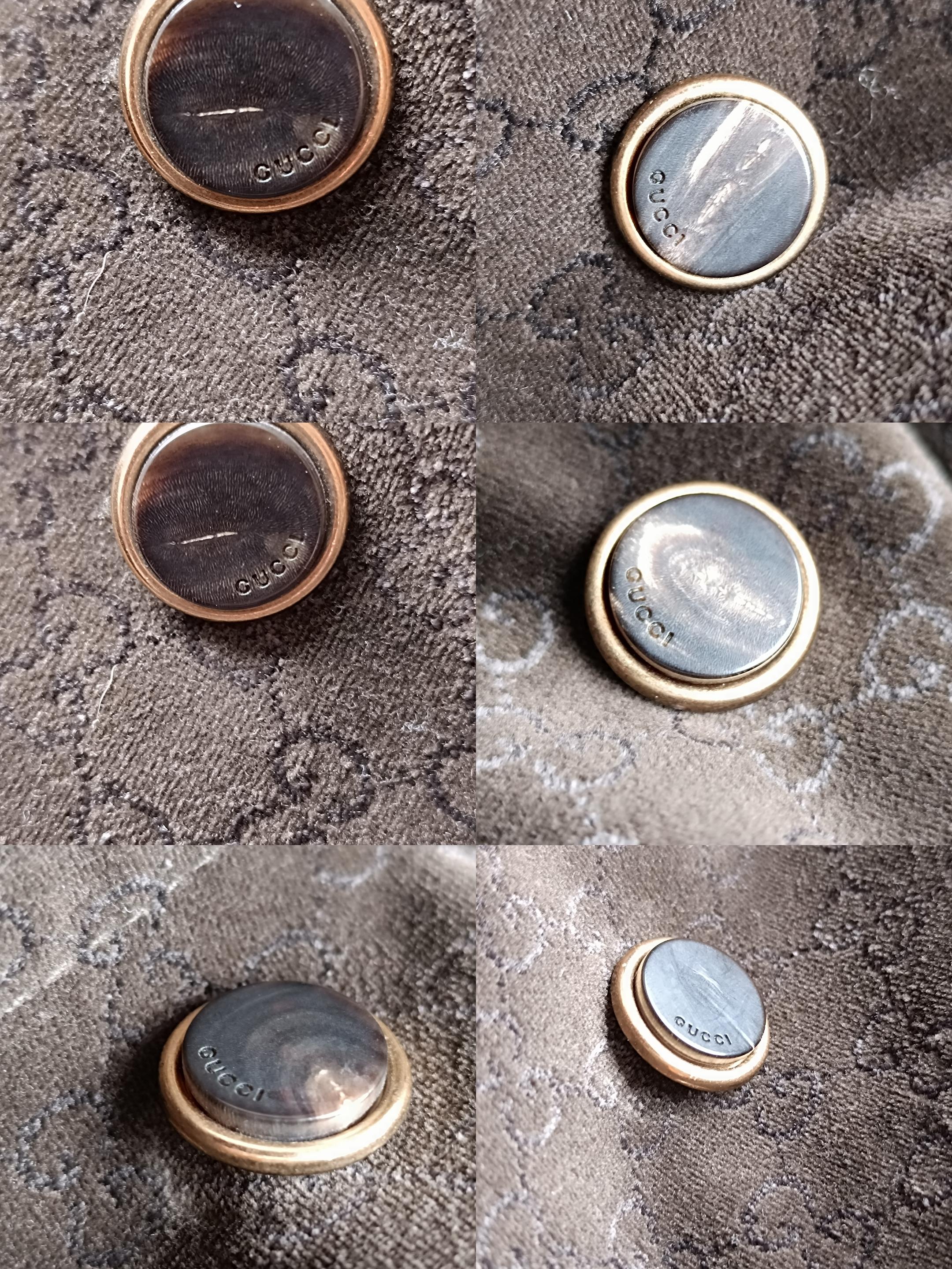 Gucci Abrigo de terciopelo con cinturón y logo monograma marrón 42 IT en venta 9