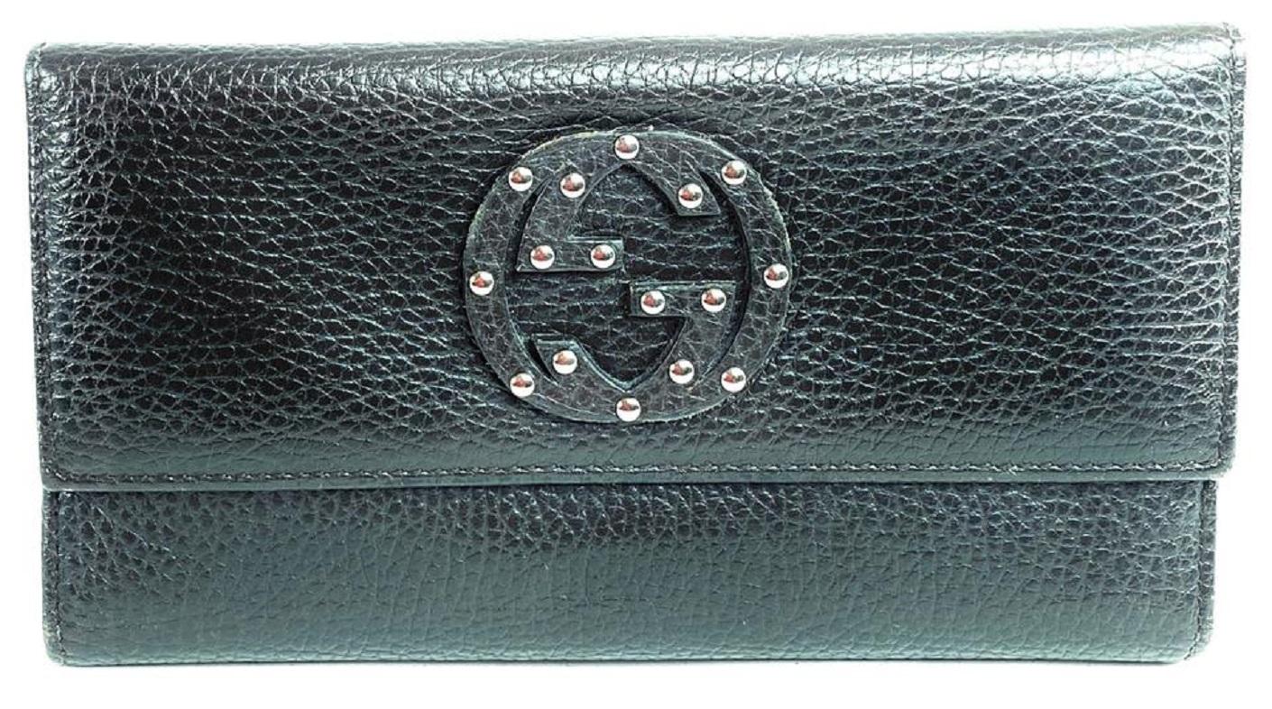 Portafoglio Gucci Soho lungo marrone con patta borchiata 11g69 in vendita 5