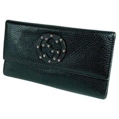 Gucci Brown Long Soho Studded Flap 11g69 Wallet