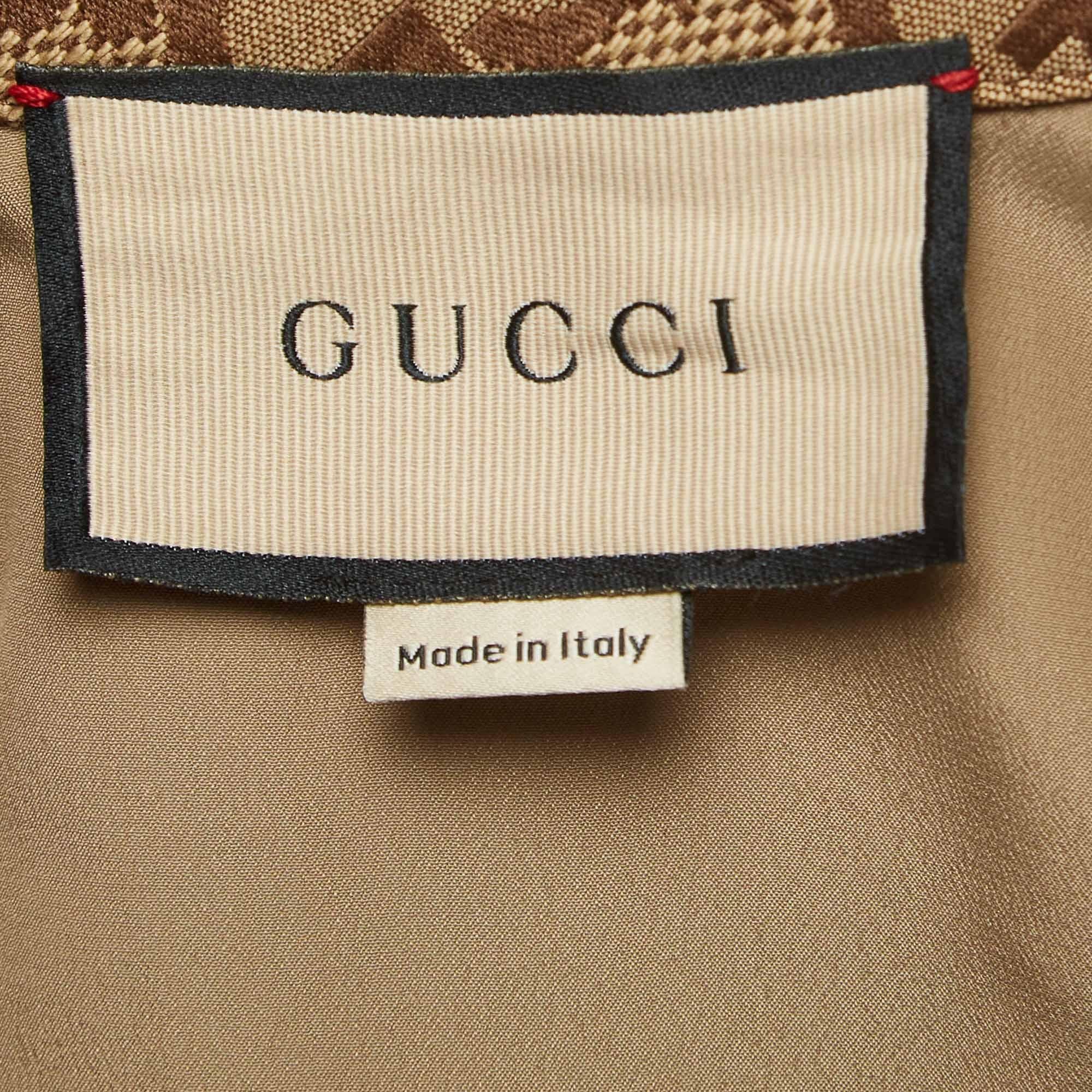 Gucci Braunes Maxi GG Leinenhemd in Übergröße S Damen