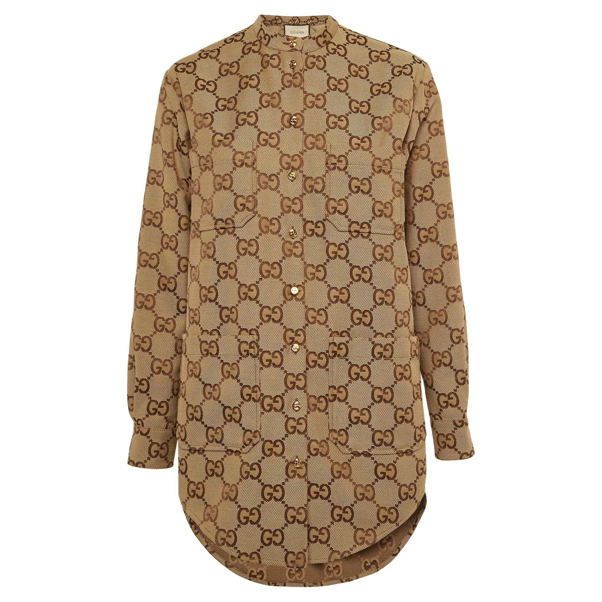 Gucci Brown Maxi GG Canvas Oversized Shirt S