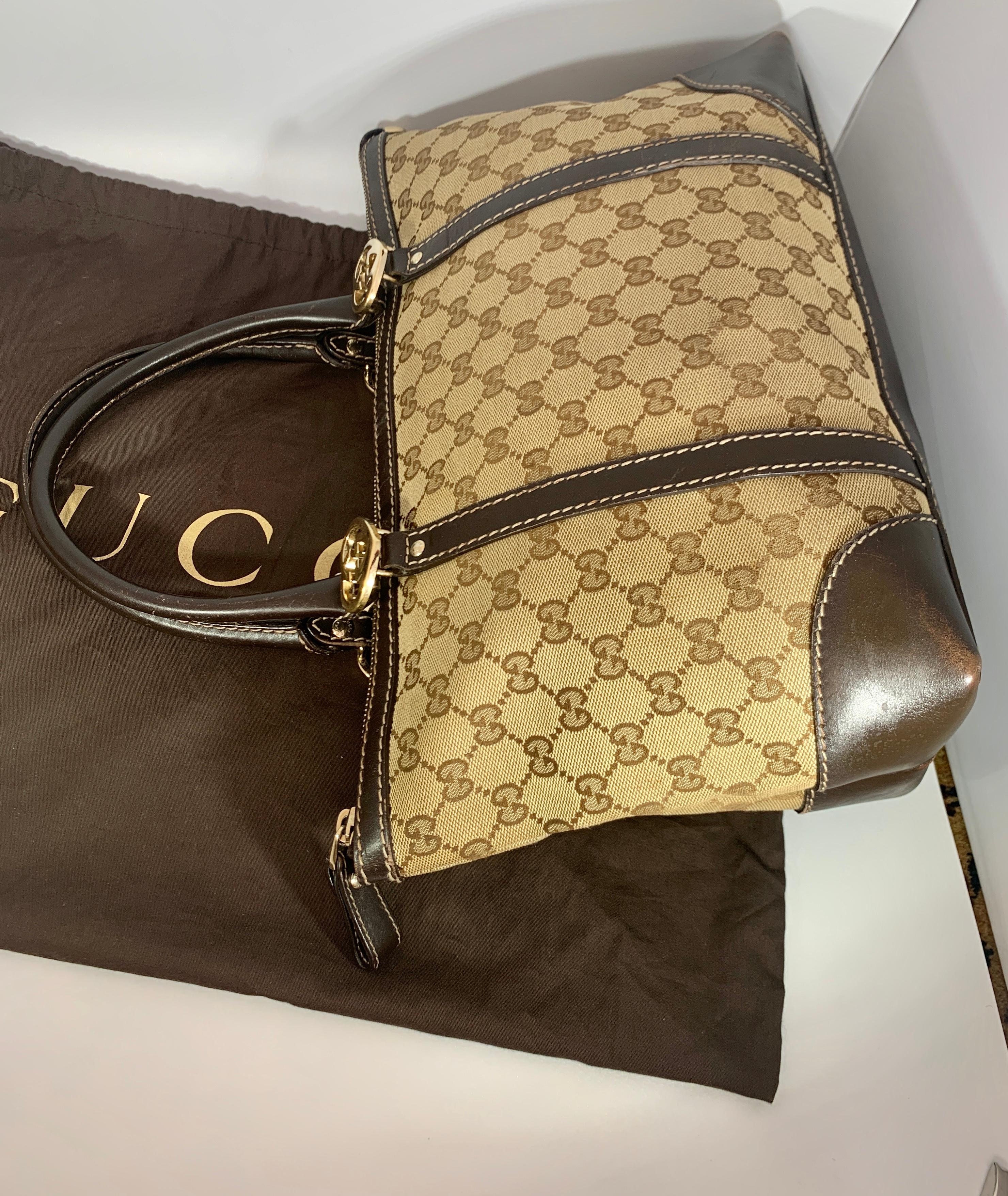 Women's Gucci Brown Medium   GG  Guccissima Monogram Tote Handbag Purse 