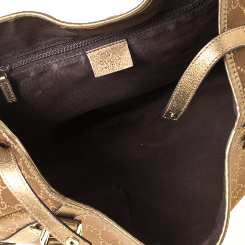 Gucci Brown/Metallic GG Canvas and Leather Medium Jacquard Pelham Shoulder Bag 6