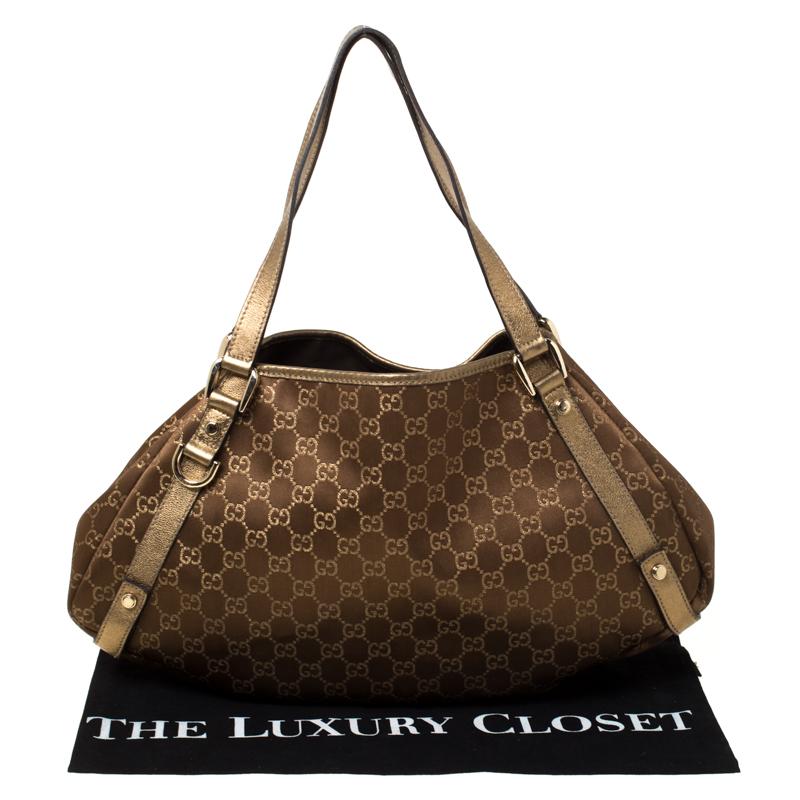 Gucci Brown/Metallic GG Canvas and Leather Medium Jacquard Pelham Shoulder Bag 8