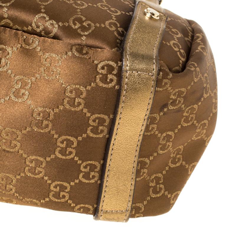 Gucci Brown/Metallic GG Canvas and Leather Medium Jacquard Pelham Shoulder Bag 2