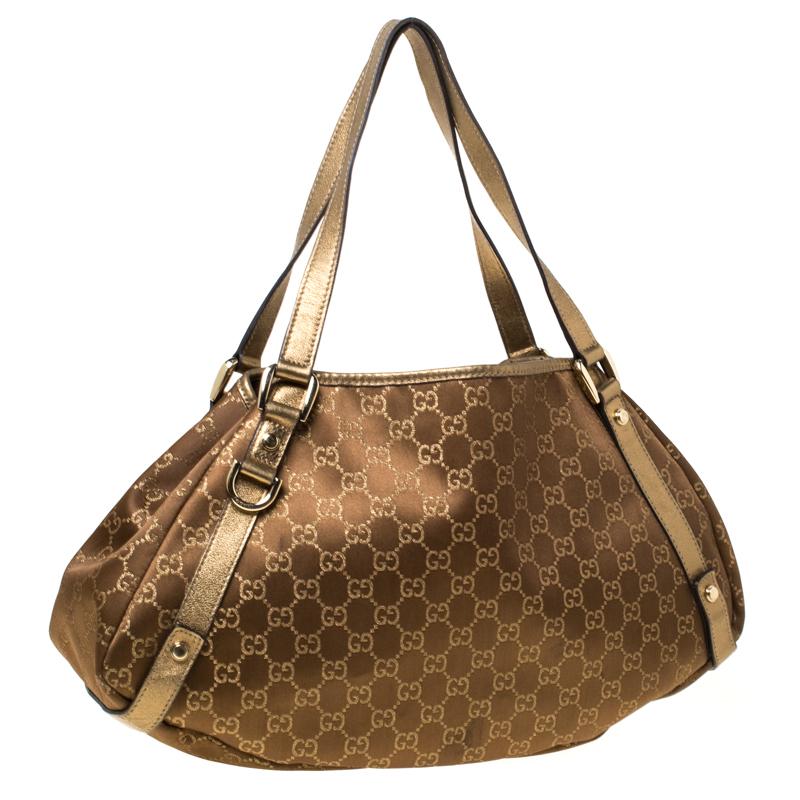 Gucci Brown/Metallic GG Canvas and Leather Medium Jacquard Pelham Shoulder Bag 5