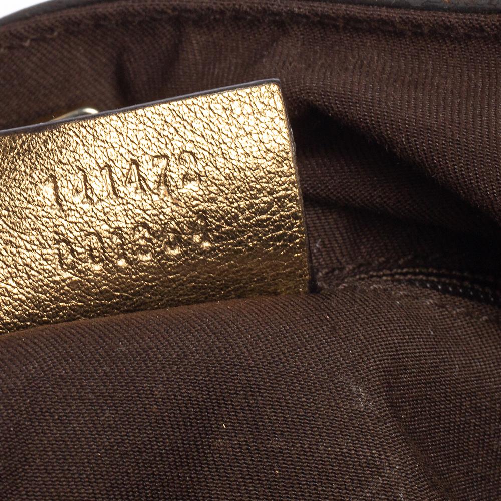 Gucci Braun/Metallic Gold GG Satin und Segeltuch Medium Abbey Tote 6