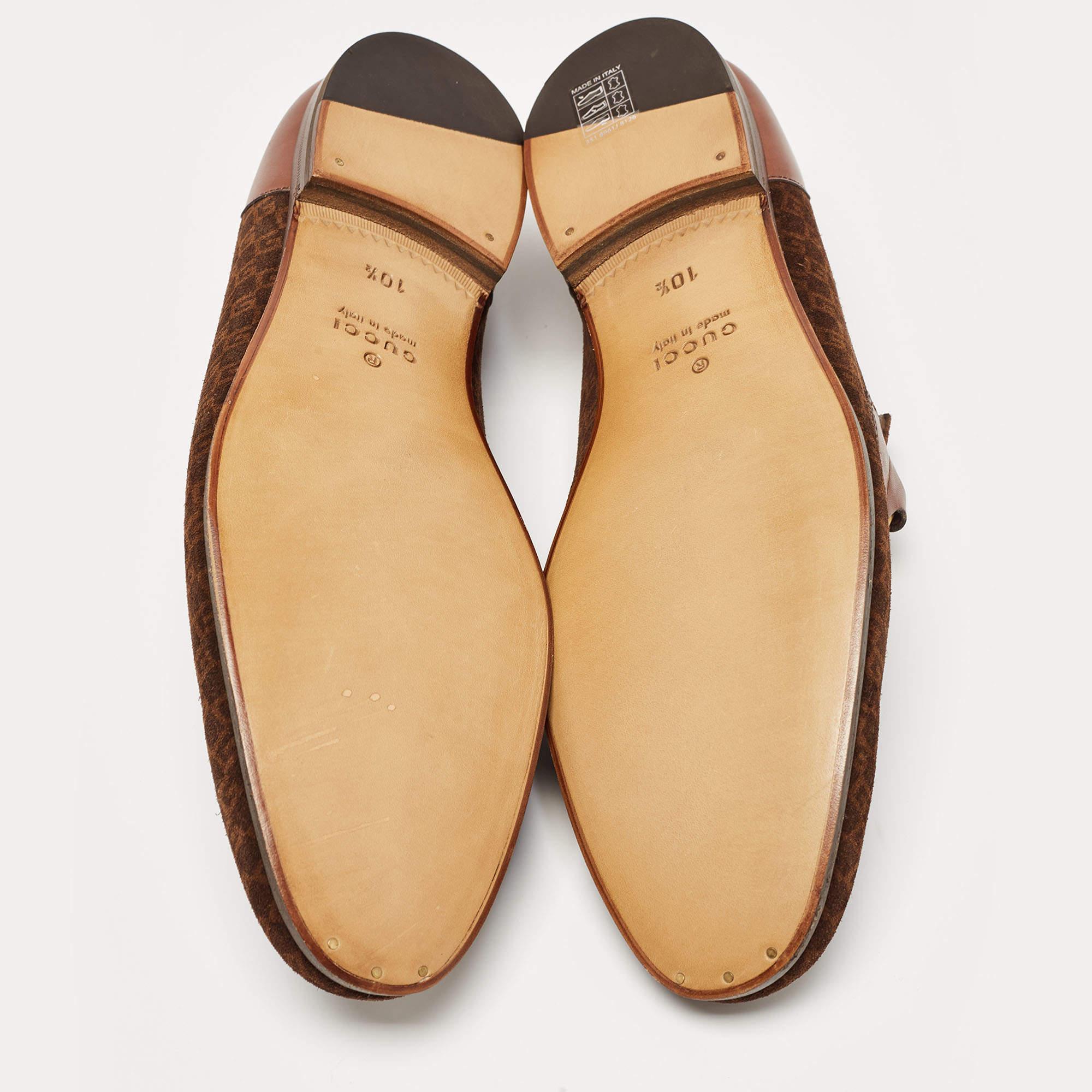 Gucci Brown Mini G Cube Suede Jordaan Loafers Size 44.5 3