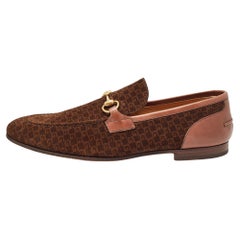 Gucci Brown Mini G Cube Wildleder Jordaan Loafers Größe 44,5