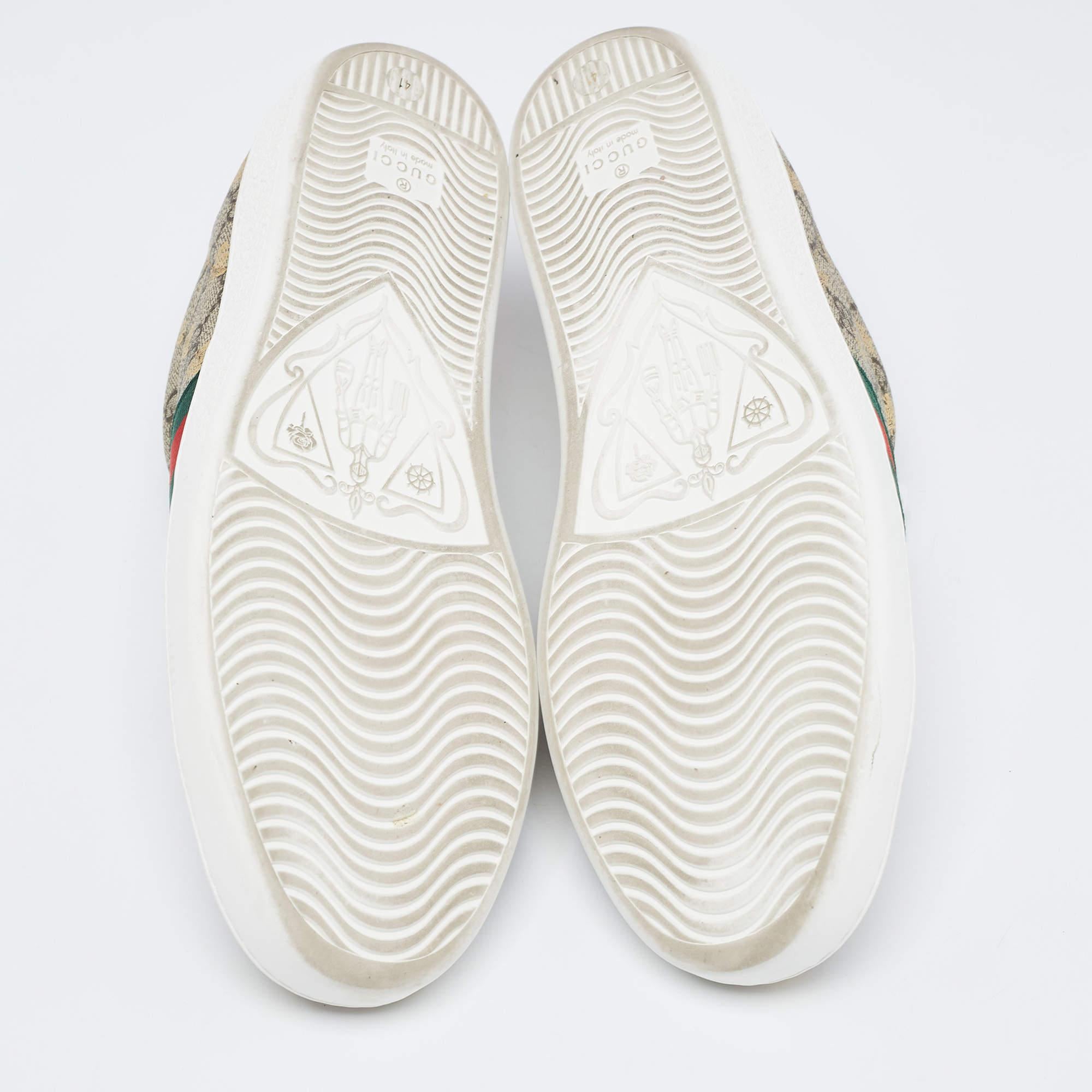 Gucci Brown Monogram Canvas Ace Low Top Sneakers Size 41 In Excellent Condition In Dubai, Al Qouz 2