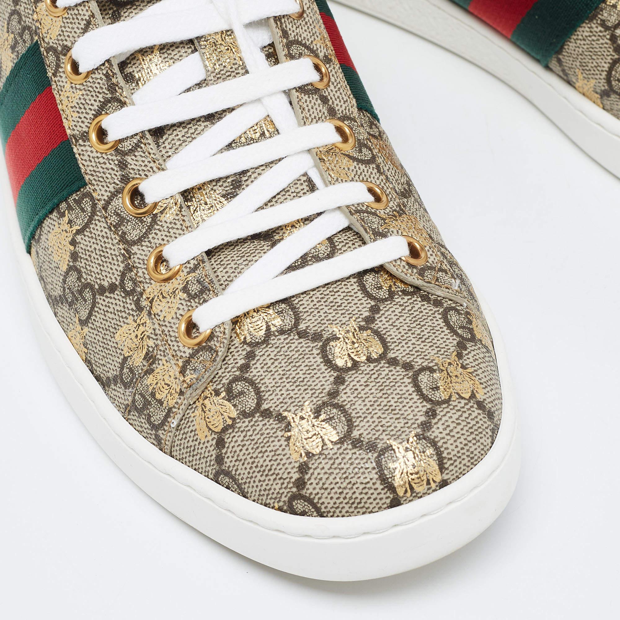 Gucci Brown Monogram Canvas Ace Low Top Sneakers Size 41 1