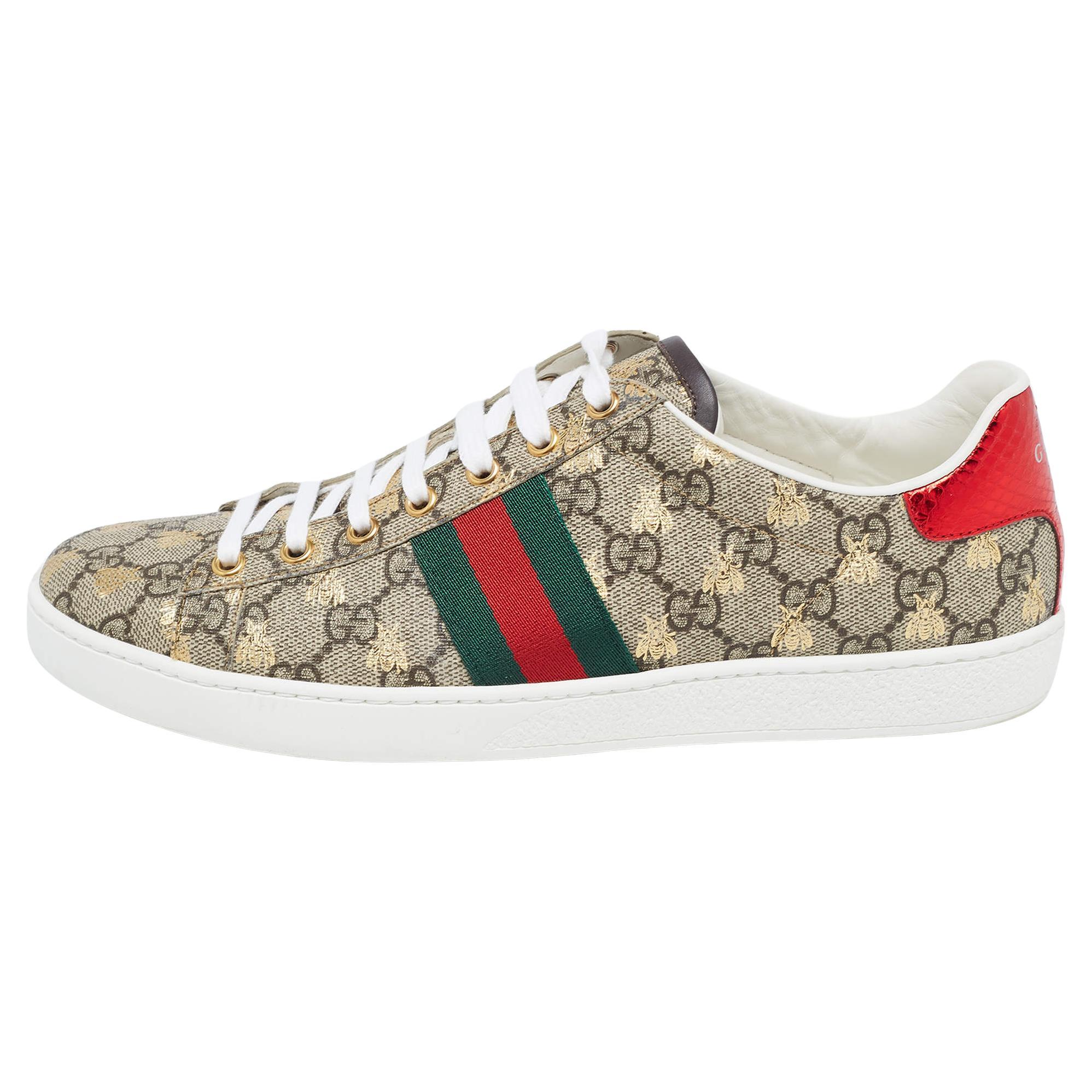 Gucci Brown Monogram Canvas Ace Low Top Sneakers Size 41