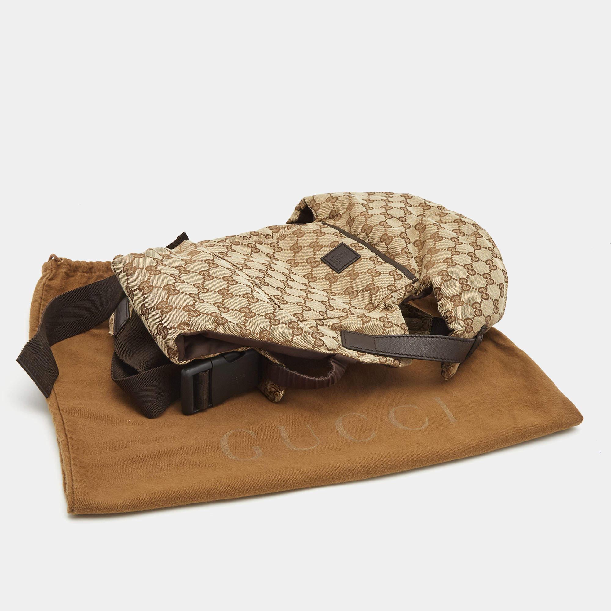 Gucci Brown Monogram Canvas And Leather Baby Carrier In Good Condition In Dubai, Al Qouz 2