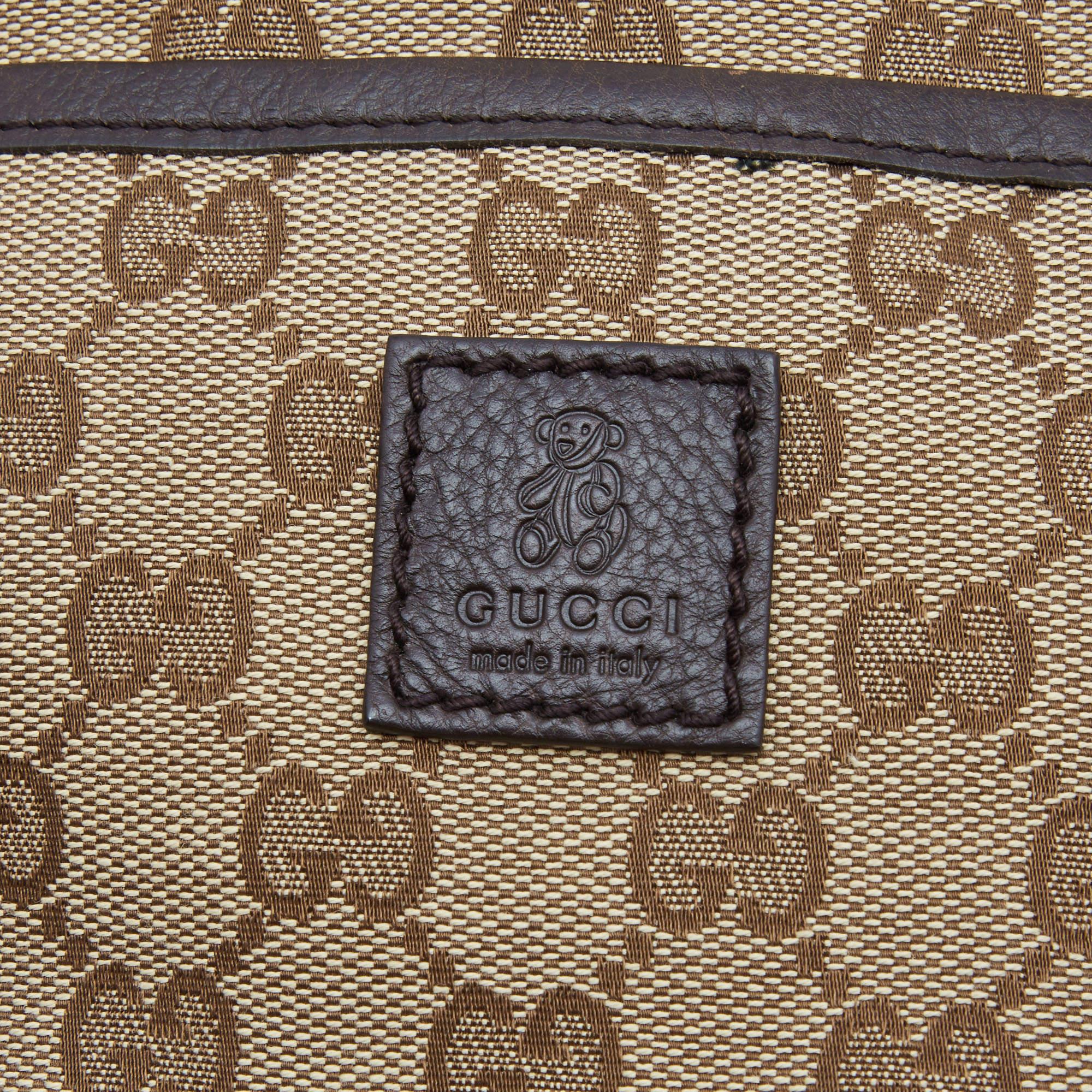 Gucci Brown Monogram Canvas And Leather Baby Carrier 1