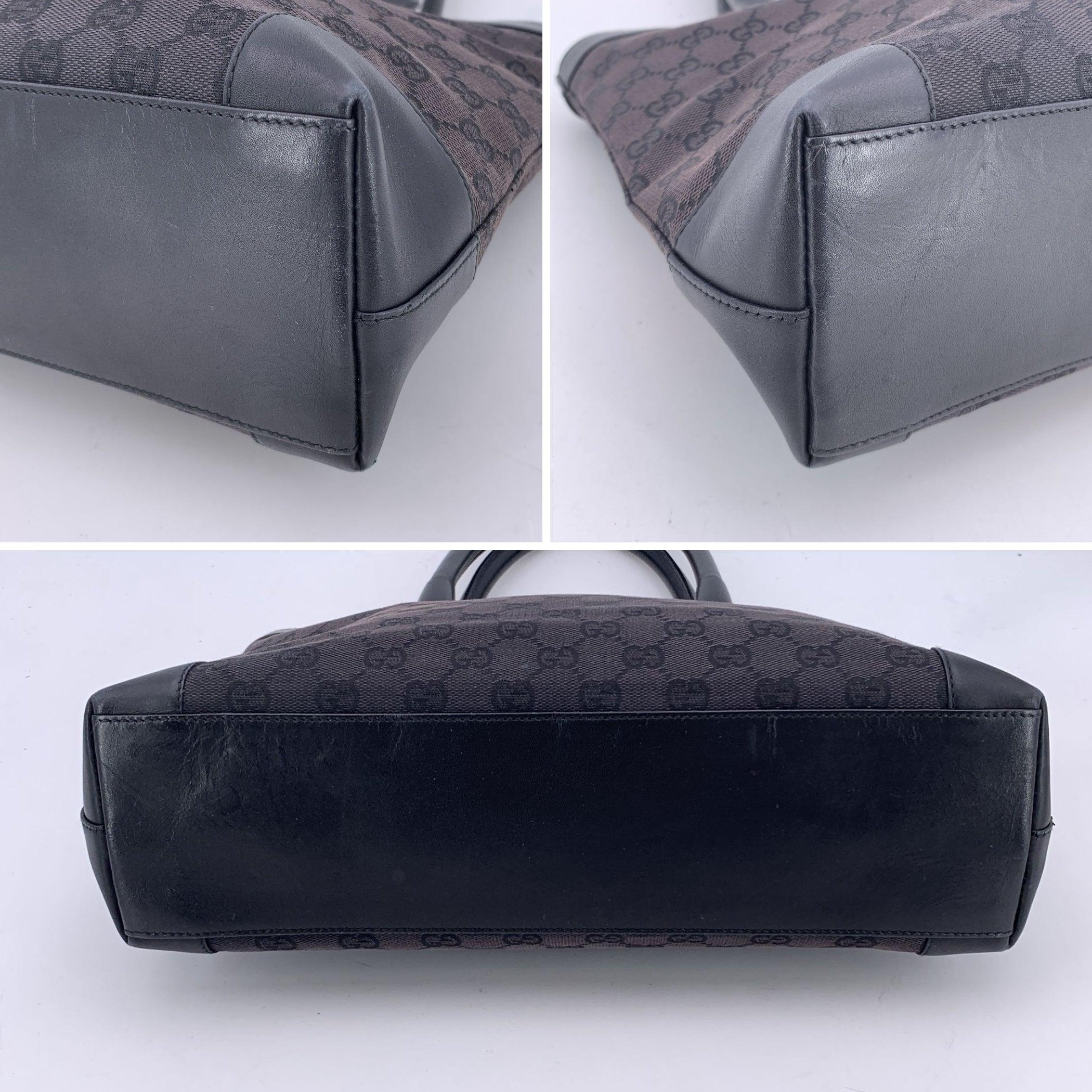 Gucci Brown Monogram Canvas and Leather Tote Shoulder Bag For Sale 1