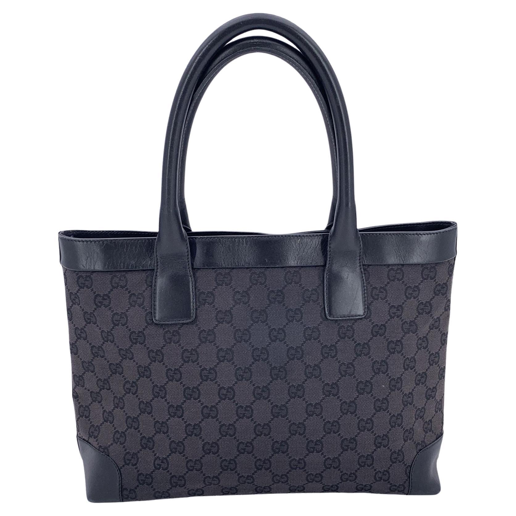 Gucci Brown Monogram Canvas and Leather Tote Shoulder Bag For Sale