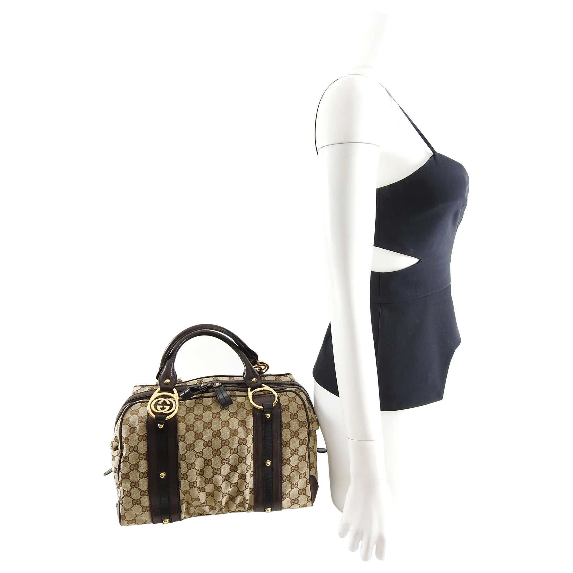 Gucci Brown Monogram Canvas Boston Doctor Bag with Logo 6