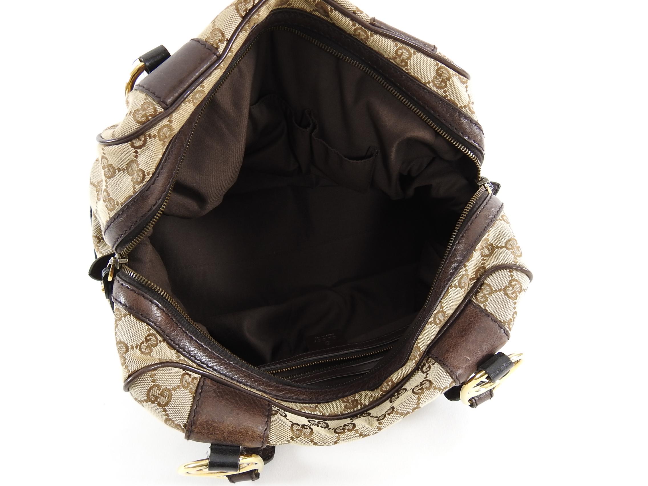 Women's Gucci Brown Monogram Canvas Boston Doctor Bag with Logo