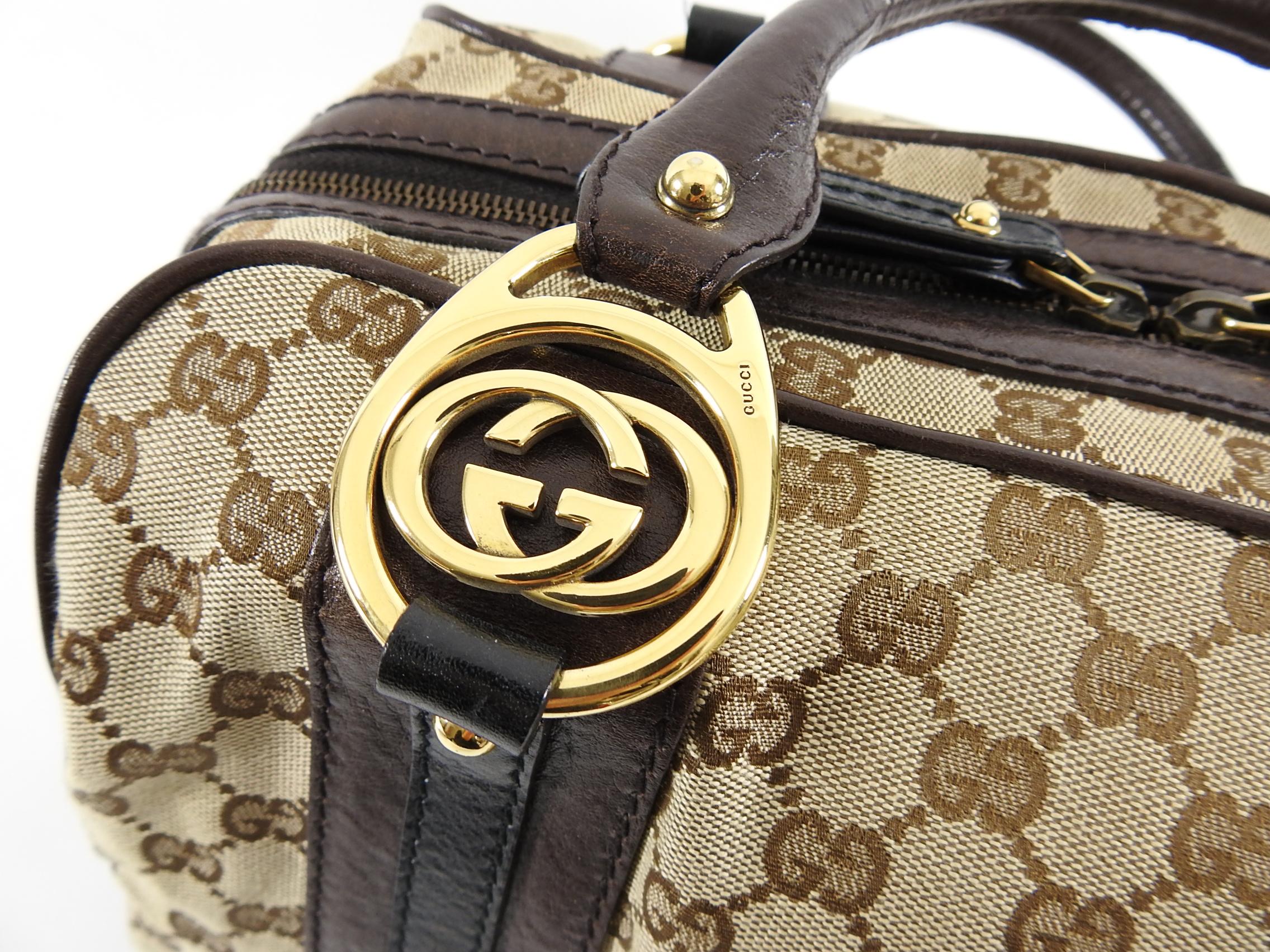 Gucci Brown Monogram Canvas Boston Doctor Bag with Logo 1
