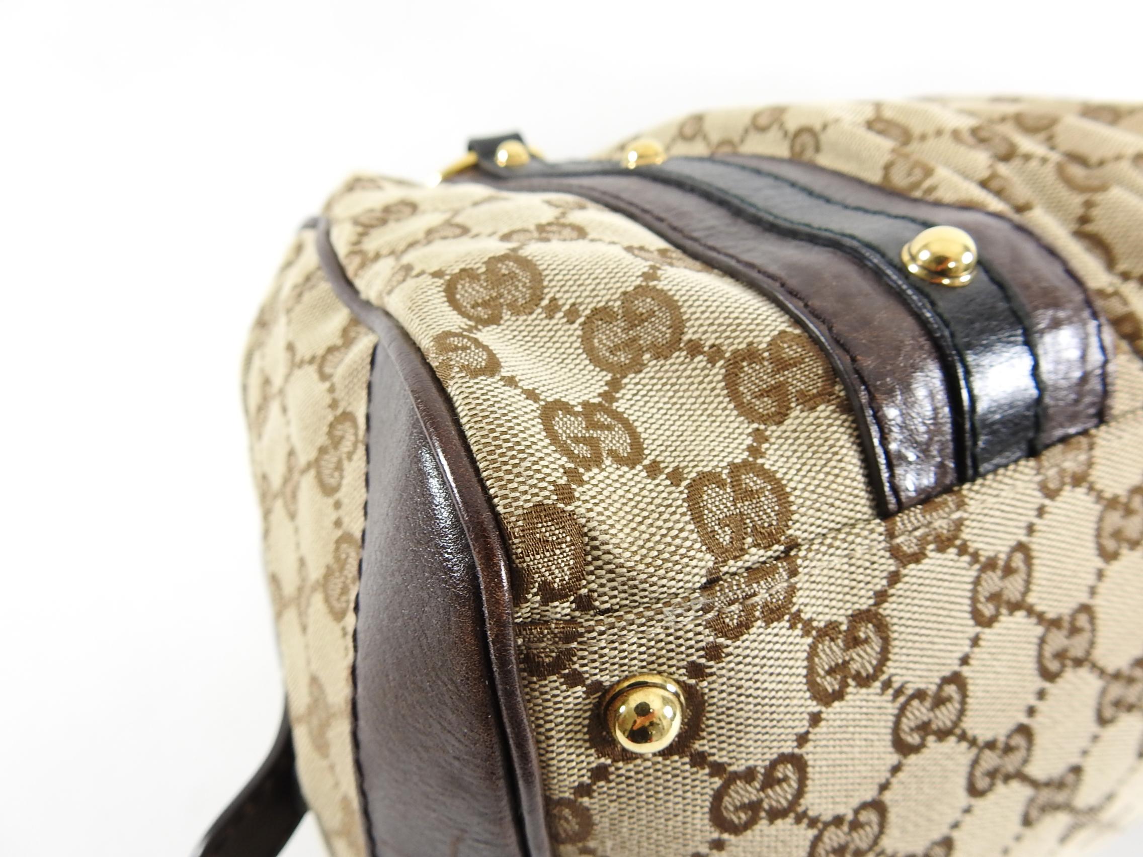 Gucci Brown Monogram Canvas Boston Doctor Bag with Logo 2