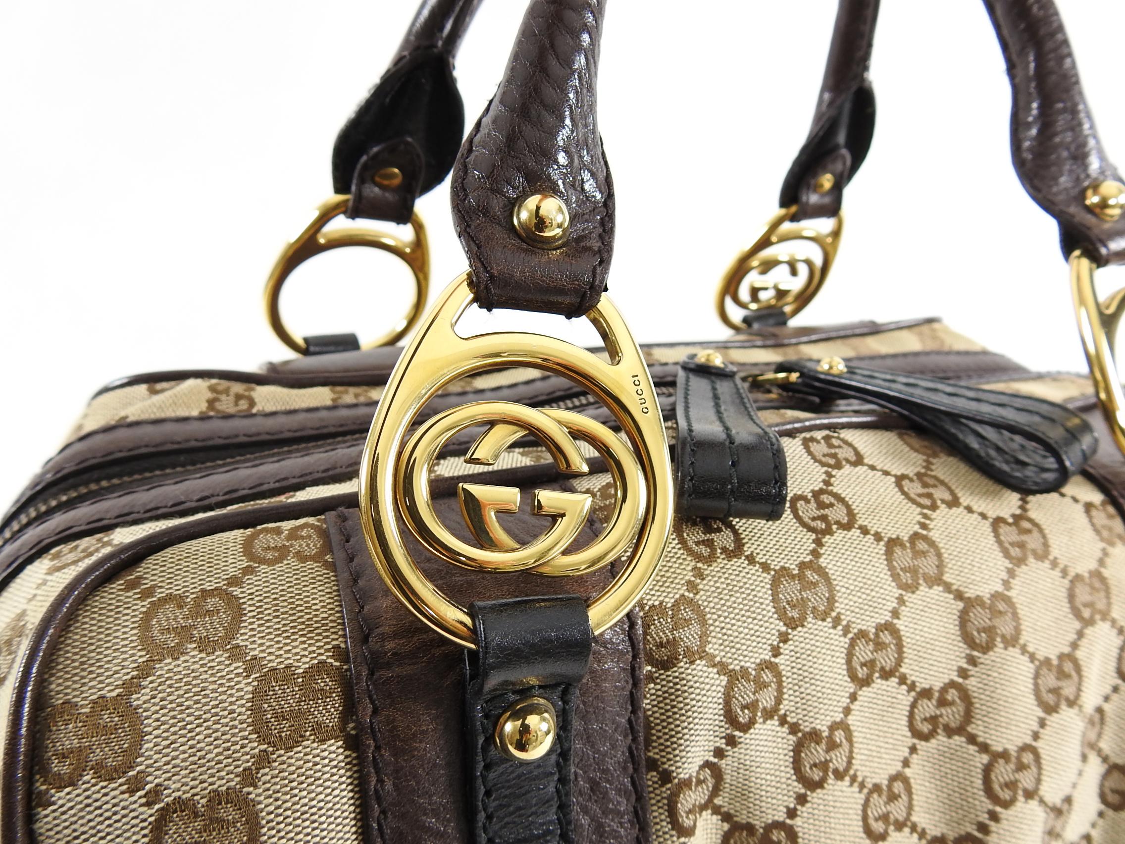Gucci Brown Monogram Canvas Boston Doctor Bag with Logo 5