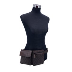 Gucci Brown Monogram Canvas Double Pocket Waist Belt Bum Bag