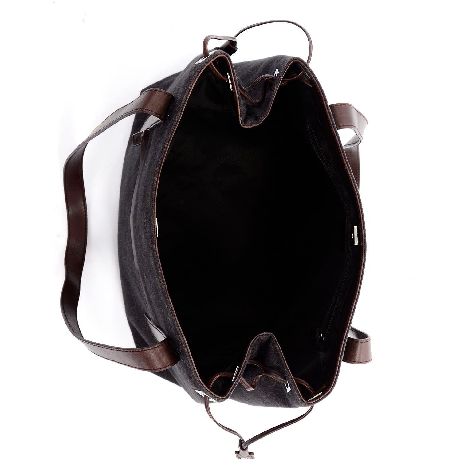 Black Medium Gucci Brown Monogram Canvas & Leather Tote Bag Handbag 