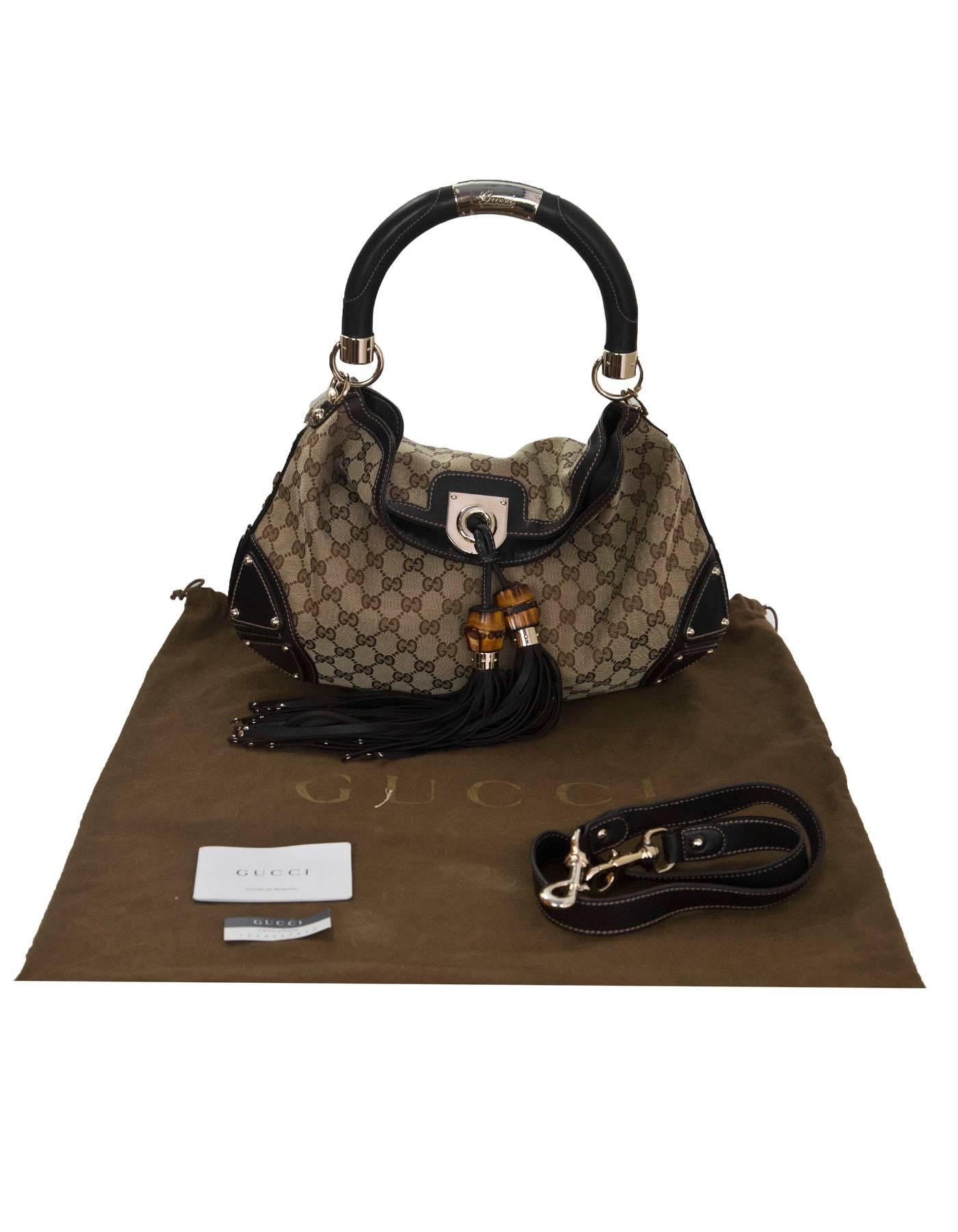 Gucci Brown Monogram Canvas Medium Indy Tassel Bag with Strap 3
